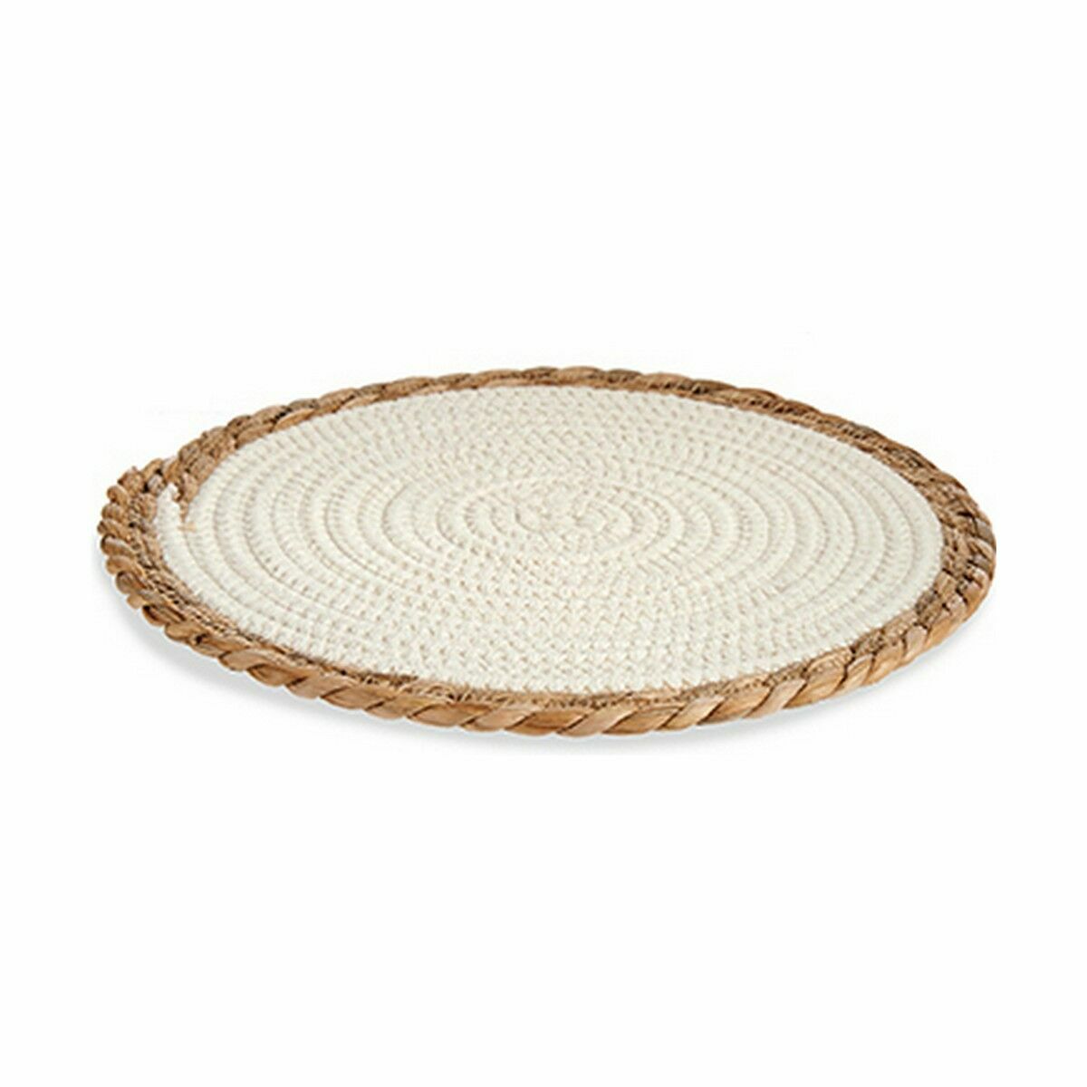Table Mat Gift Decor White Natural Natural Fibre 30 x 1 x 30 cm (48 Units)